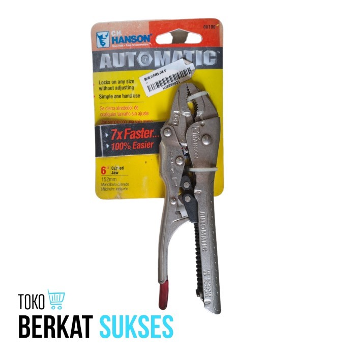 StokTerbatas Automatic Curved Jaw 6 In Tang Buaya Tang Jepit 6 In Otomatis Hanson USA