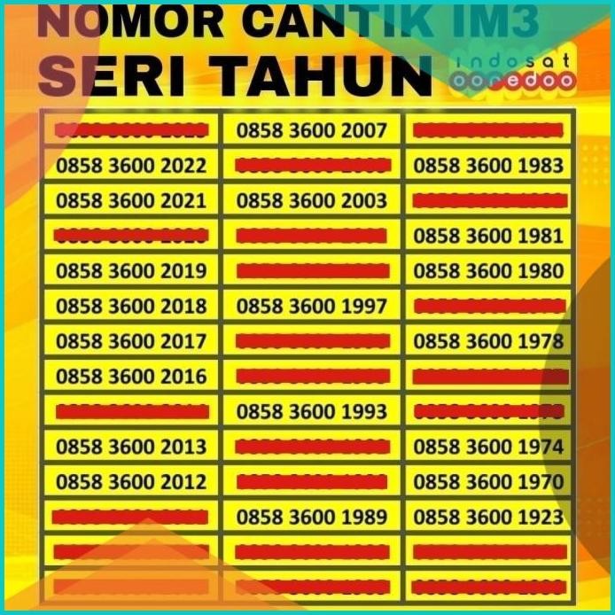 Nomor Cantik IM3 Seri Tahun Nomer Indosat Kartu IM3 Cantik Seri Tahun