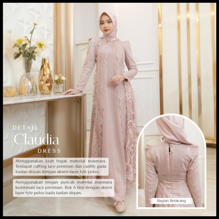 terbaru lyf official - claudia dress - a line - gaun - panjang - resepsi lamaran prewed lebaran bukb