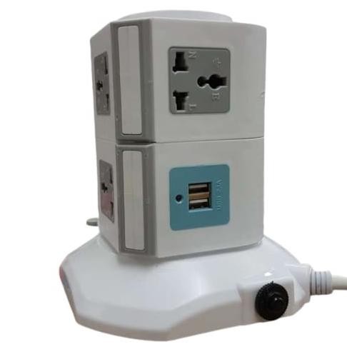 Rak Colokan Tower USB Charge Steker Stop Kontak Listrik Terminal AC DC Original