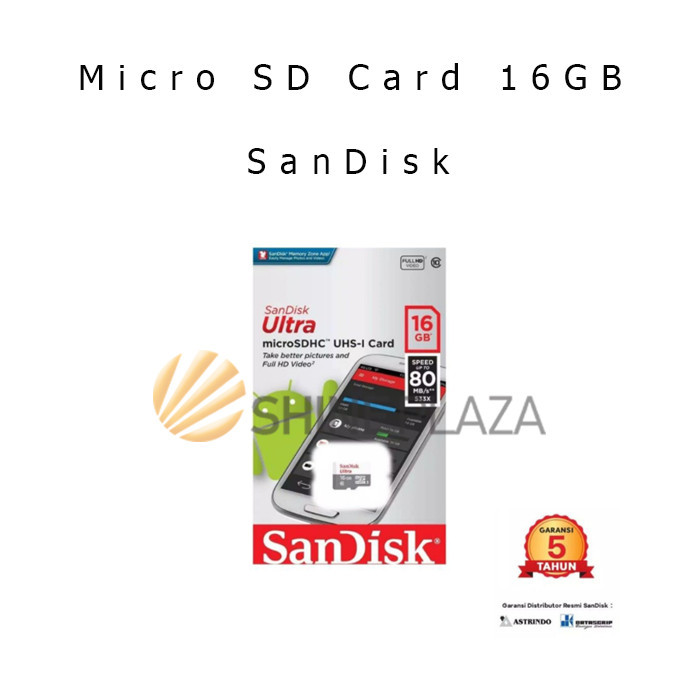 

SANDISK MICRO SD 16GB CLASS 10 80MBPS MICROSD MEMORY CARD HP ORIGINAL