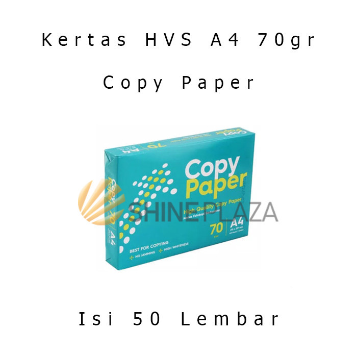 

KERTAS HVS A4 70GR COPY PAPER FOTOCOPY PUTIH A4 70GSM ISI 50 LEMBAR