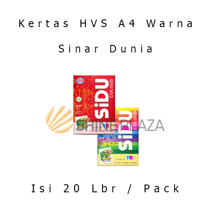 

KERTAS HVS WARNA SINAR DUNIA A4 80GSM - SIDU MULTIPURPOSE PAPER 80GR