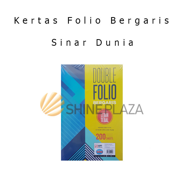 

KERTAS DOUBLE FOLIO BERGARIS SINAR DUNIA ISI 200 LEMBAR
