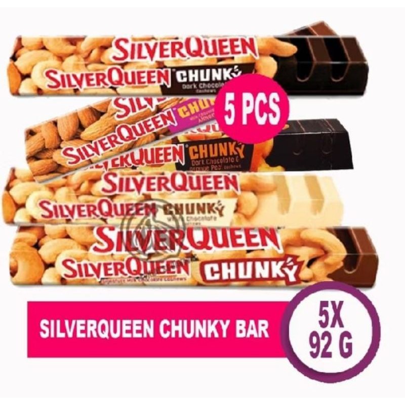 

COKLAT SILVERQUEEN CHUANKY BAR ISI 5 PCS X 85 GR EX 95 GR