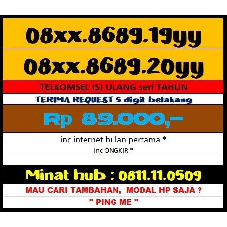 Nomor cantik TELKOMSEL.. bisa REQUEST sesuai nomor yg diinginkan guyzz