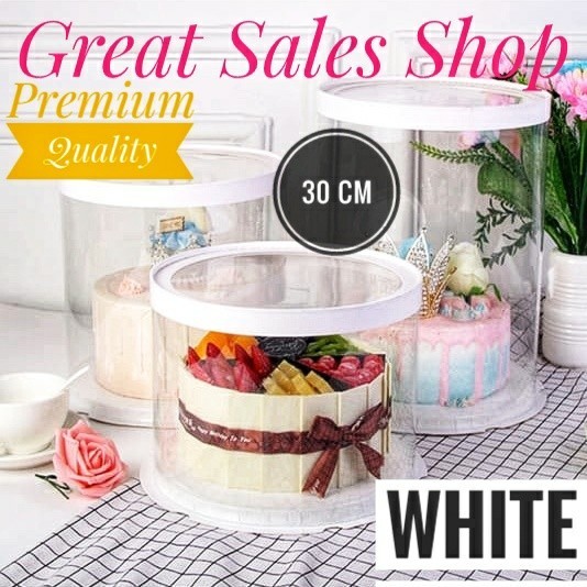 TERBARU Cake Box Bulat Dus Kue Kotak Kue Transparant Mika PET Ukuran 30 CM