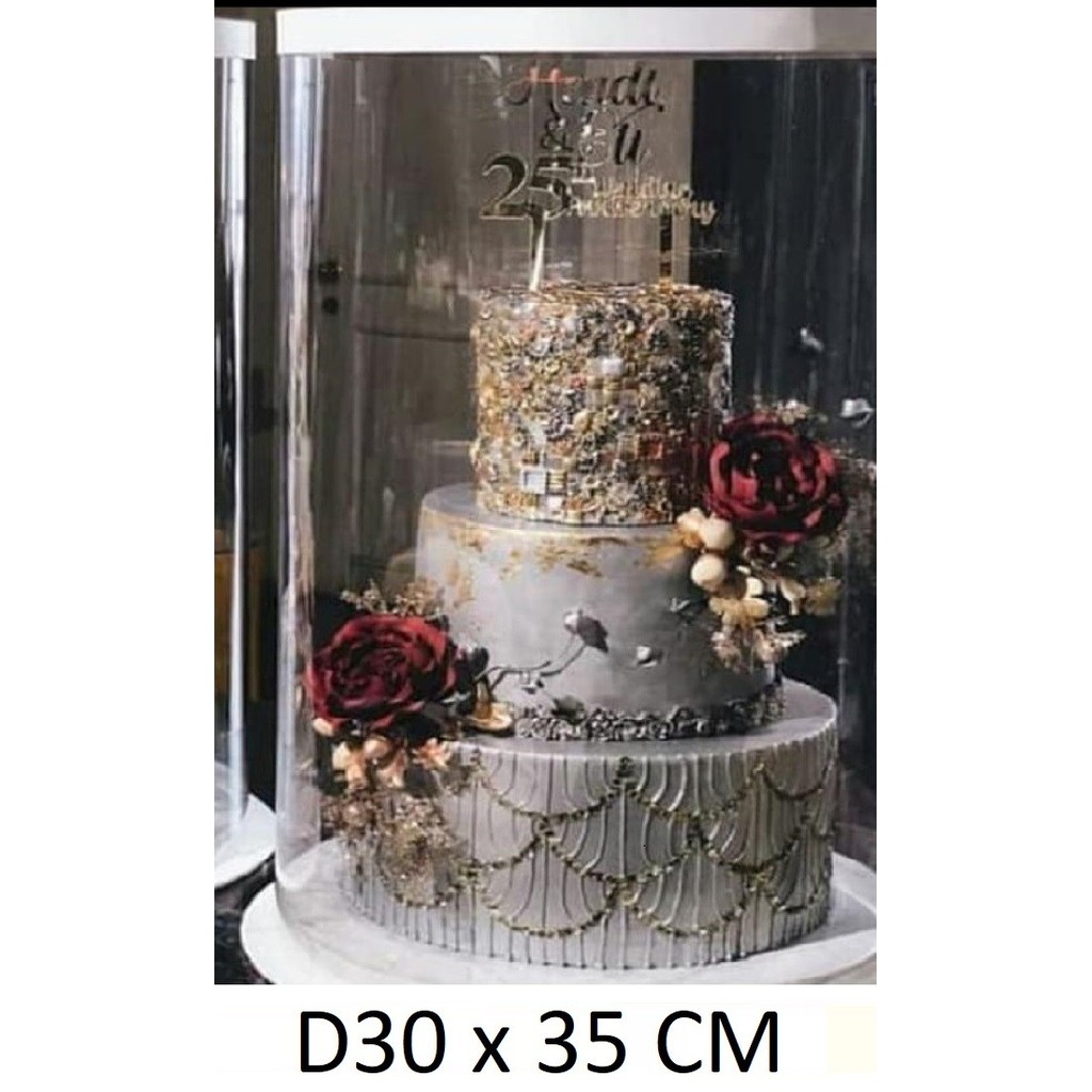 TERLARIS Cake Box Kotak Kue Mika Bulat Tinggi 30x35 cm + Cake Board 2 in1