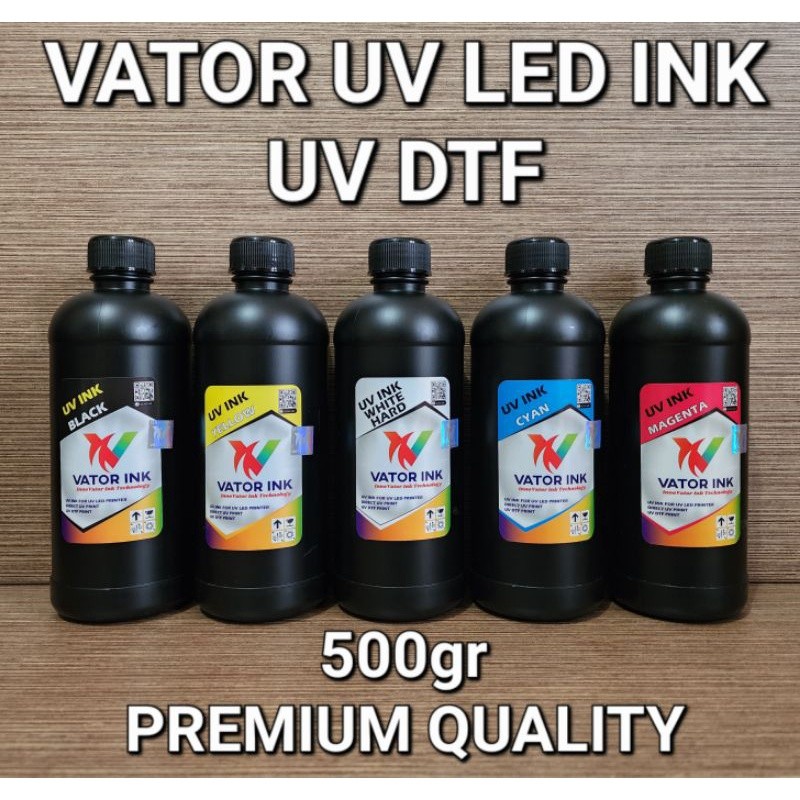 Tinta UV LED Vator 500gr Print UV DTF Film Flatbed Printer Hard Soft Ink