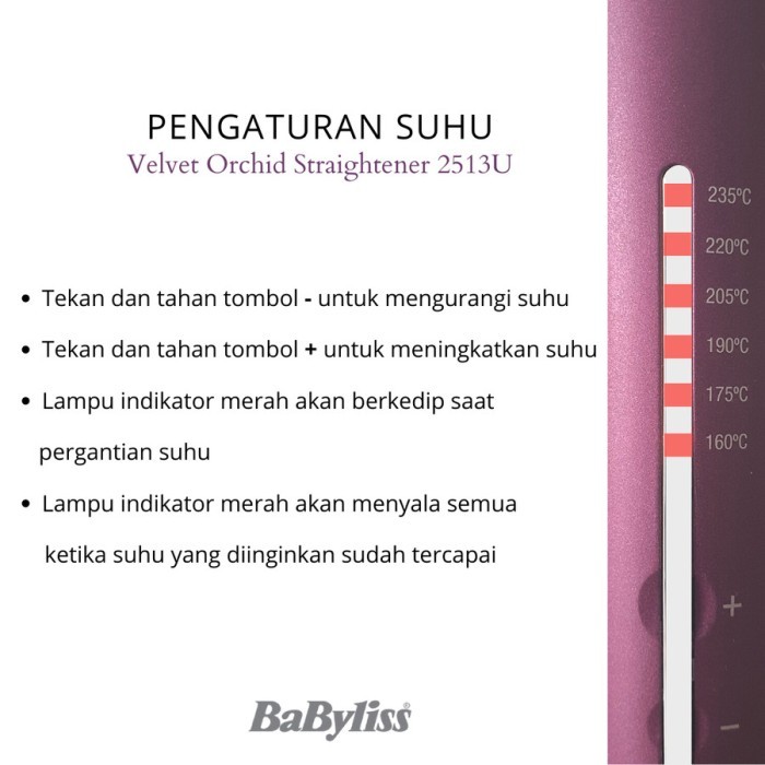 Babyliss Velvet Orchid 235 - Catokan Dual Voltase - Garansi Resmi