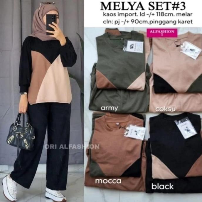 ONESET MELYA SET CELANA KULOT CRINKLE AIRFLOW LD 110 // ONE SET KOMBINASI // SETELAN WANITA POLOS
