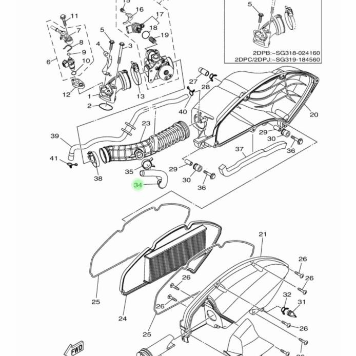 Pipe Pipa Hawa Filter Udara Nmax N Max Ori 2Dp-E4419-00 Termurah