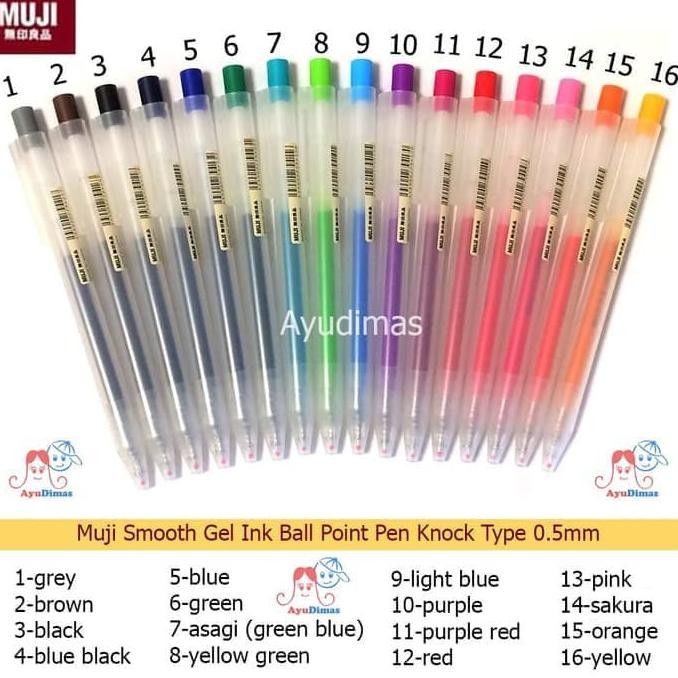 

Produk Baru!! Muji Smooth Gel Ink BallPoint color Pen Knock Type - pulpen