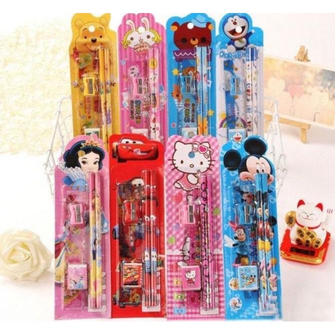 

gd-12 STATIONERY MINI SET ALAT TULIS SEKOLAH KARAKTER 5IN1 / ALAT SET TULIS Berkualitas