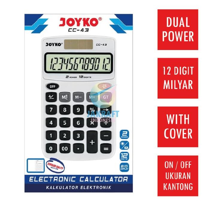 

ii-99 Kalkulator Mini JOYKO CC-43 Pocket Calculator 12 Digit Dual Power Viral