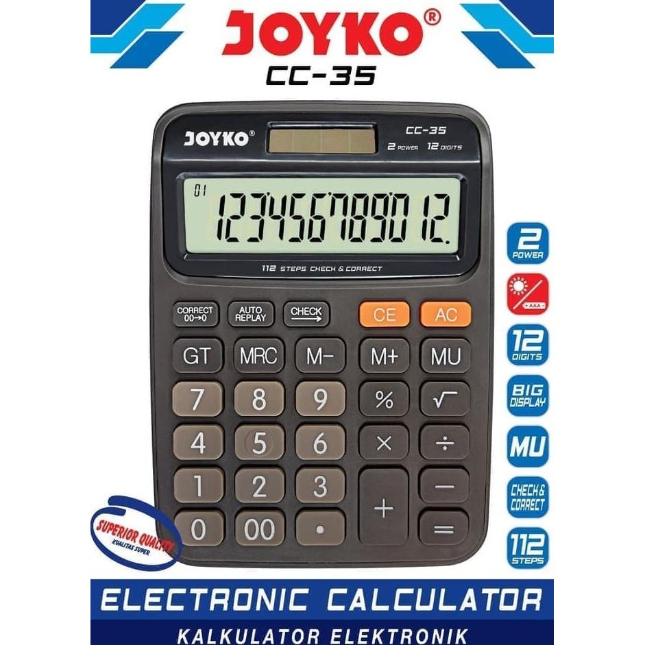 

ew-98 Calculator / Kalkulator Joyko CC-35 / 12 Digits / Check Correct Terlaris