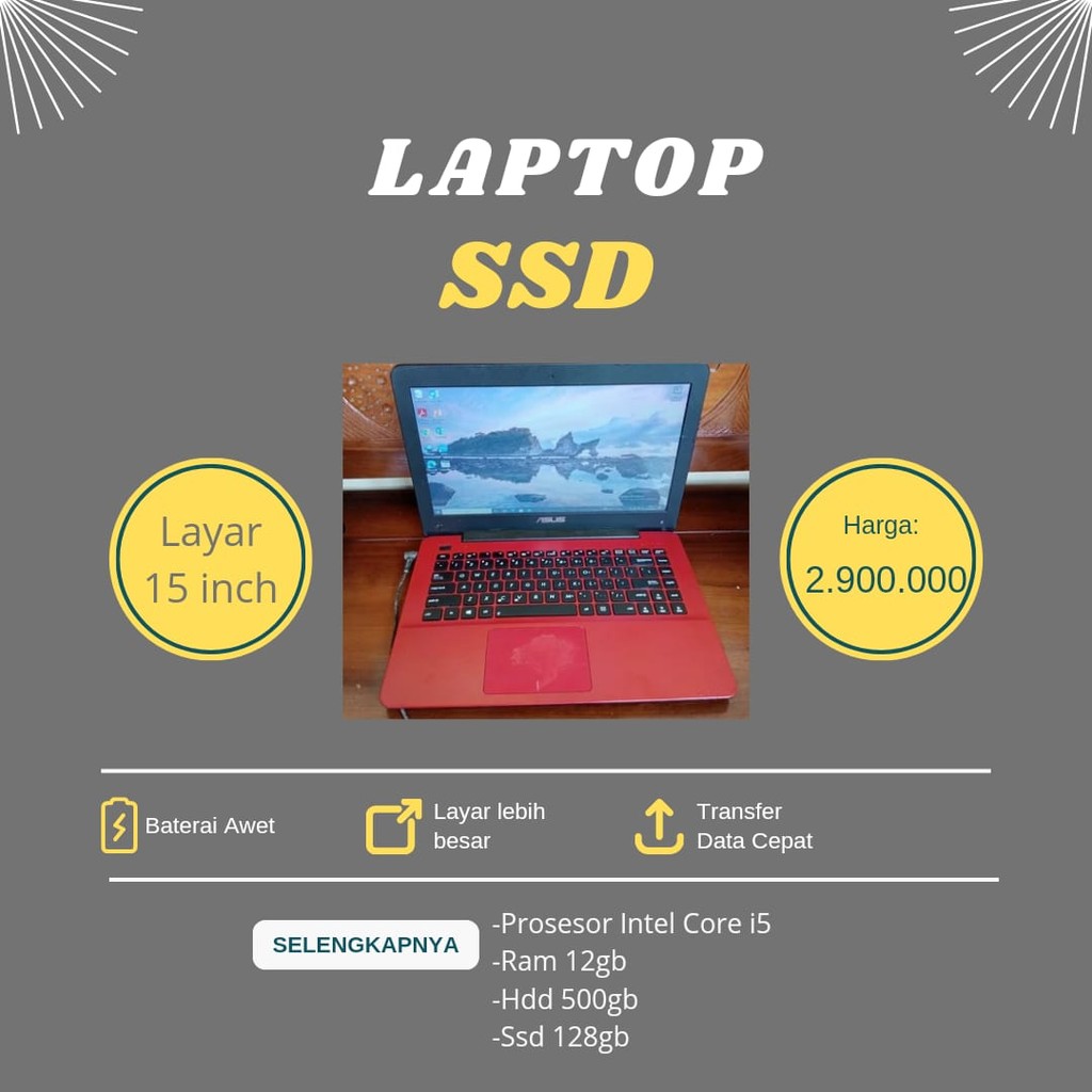 Laptop ASUS A455L  LAPTOP INTEL I5 RAM 12GB LAPTOP SSD LAPTOP SECOND MALANG