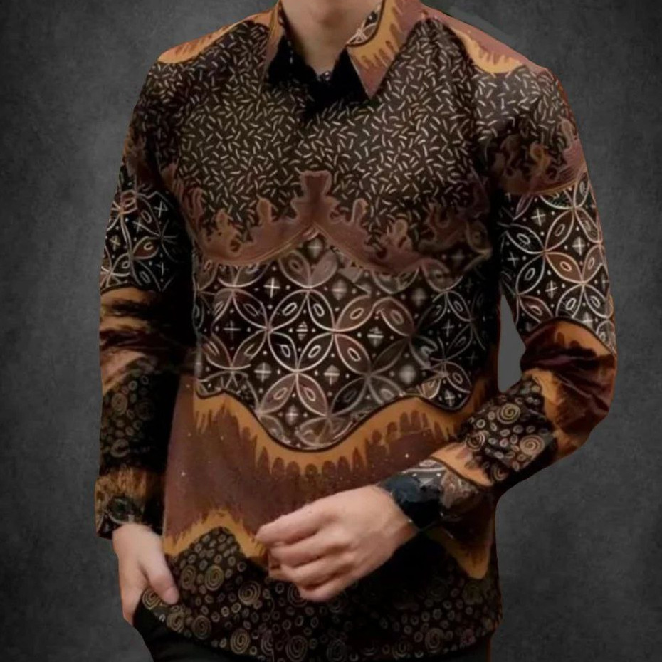 Buju Kmja Batok Cwo Kekinian Kemeja Batik Pria Lengan Panjang Pakaian Kmeja Tunangan Krmeja Cowok Ca