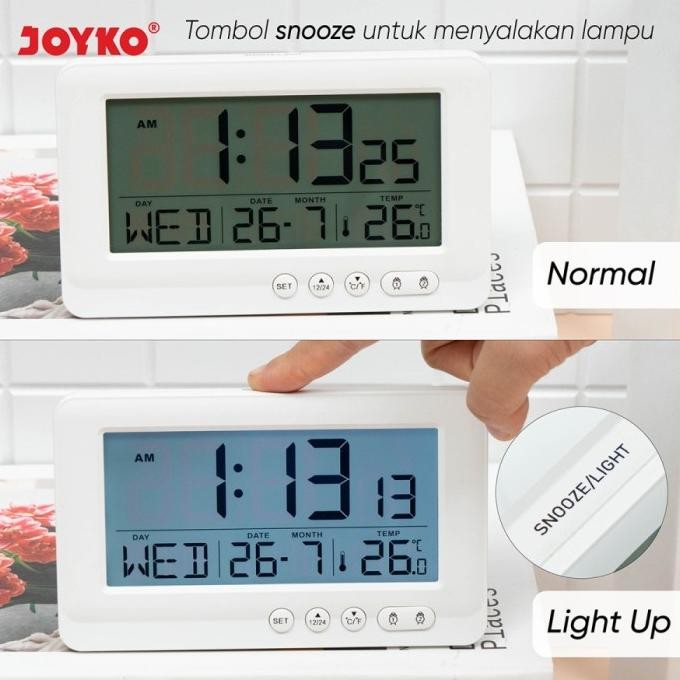 

JOYKO ALCL-607D Jam Beker Alarm Weker Dering, Kalender & Suhu Digital P19A