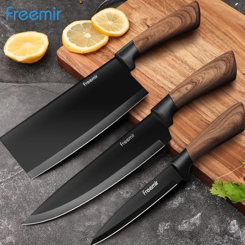 [NEW] freemir Pisau Dapur Set 3pcs Pisau Daging Premium Ergonomis Set Pisau Stainless Steel Anti Kar