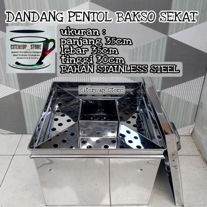 Premium Super Dandang Pentol Bakso Sekat / Panci Kotak Stainles / Panci Bakso Siomay Ty69