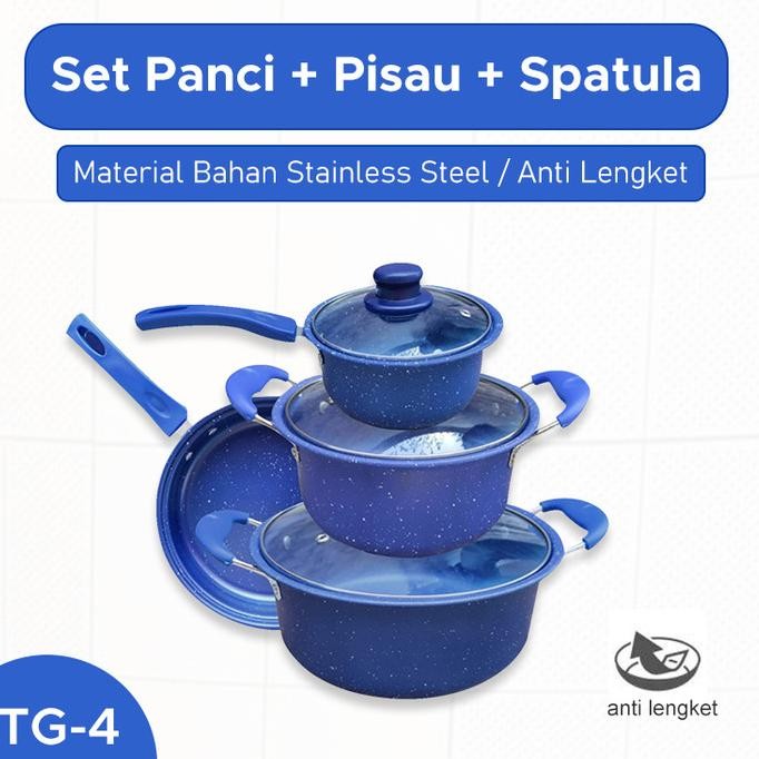 Special Sale [Cod] Promo Panci Set Teflon Marble 13 Pcs Cookware Set Tutup Kaca Re-65