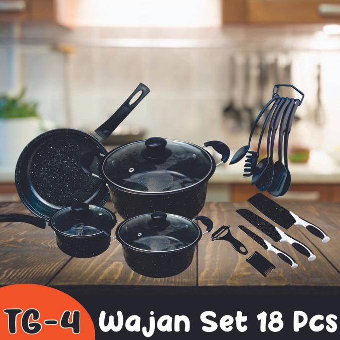 Promo Diskon [Cod] Promo Panci Set Teflon Marble 13 Pcs Cookware Set Tutup Kaca Azq-16
