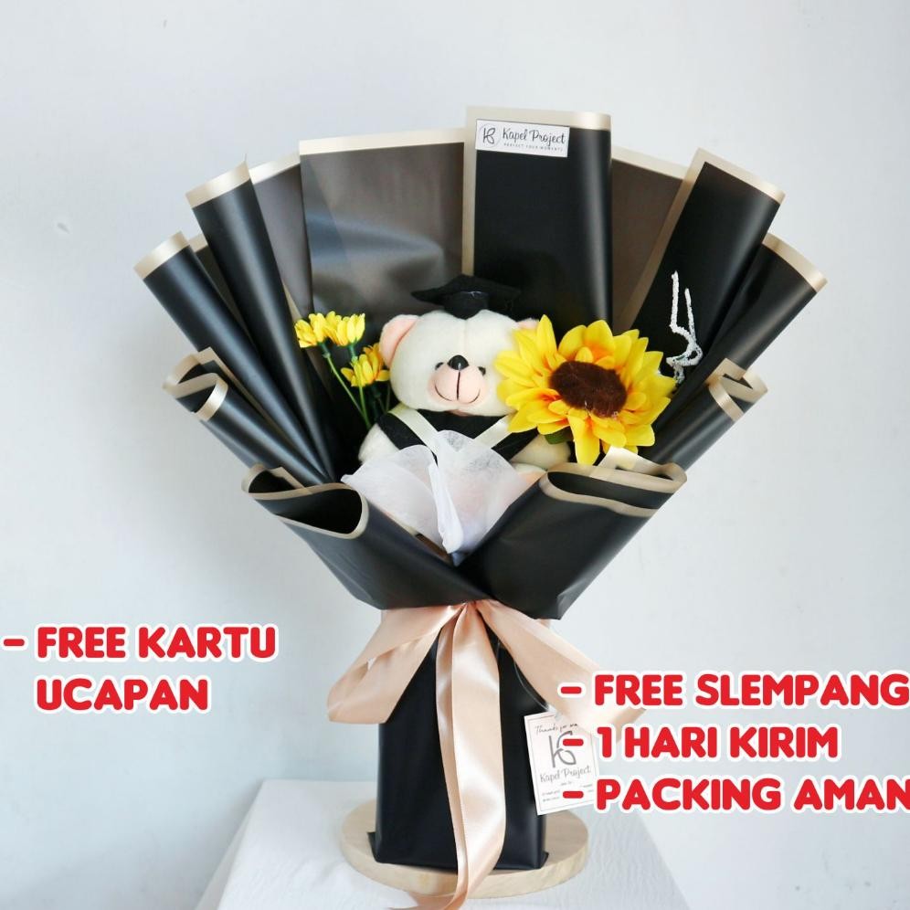 BISA COD Buket bucket bouquet bouket boneka wisuda mix bunga artificial sintetis palsu (READY) toga 