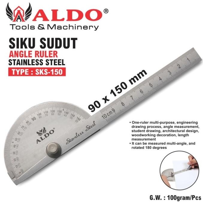 

BEBAS ONGKIR - SIKU SUDUT SKS-150 / ANGLE RULLER MERK / PENGGARIS SUDUT ALDO