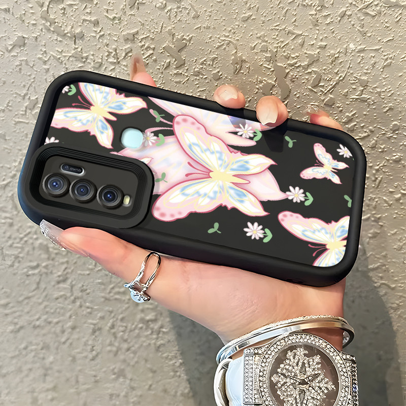 Casing Hp  Untuk VIVO Y50 VIVO Y30 VIVO Y30i Case Casing Kesing HP trendi Softcase kupu perak penutu