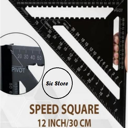 

Speed Square JUMBO 12 Inch PREMIUM Hitam Penggaris Segitiga Sudut Siku