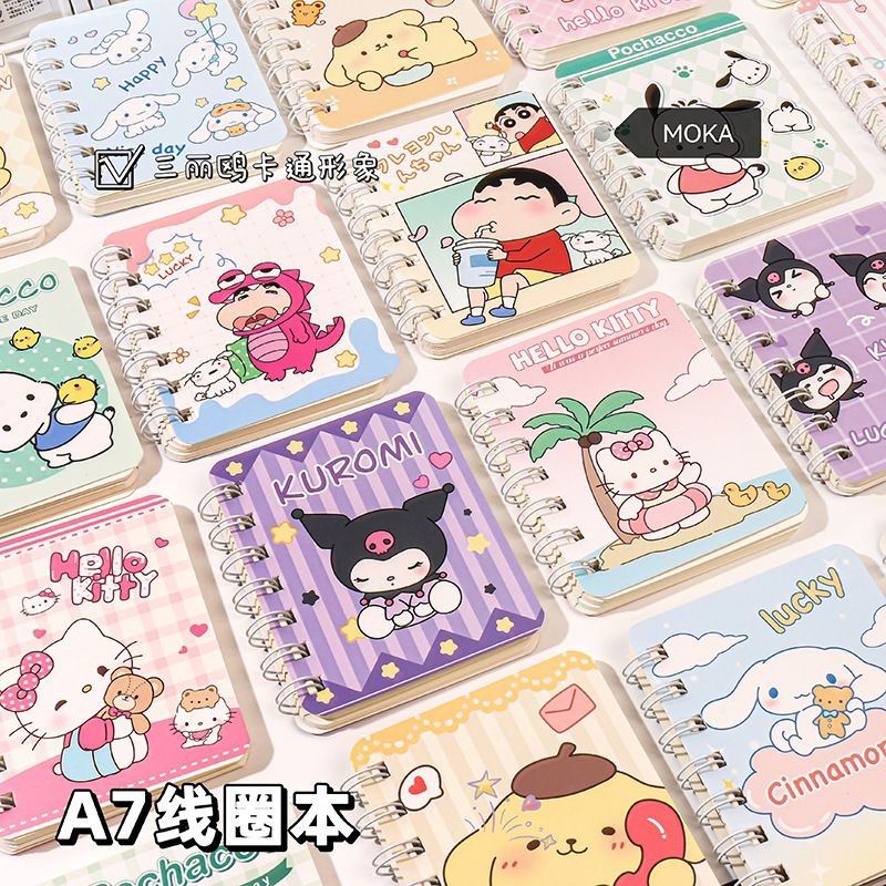 

Notebook Spiral A7 Sanrio 1 Karakter Pochacco Kuromi My Melody Cinnamorol Pompompurin Notebook Loseleaf Hard Cover