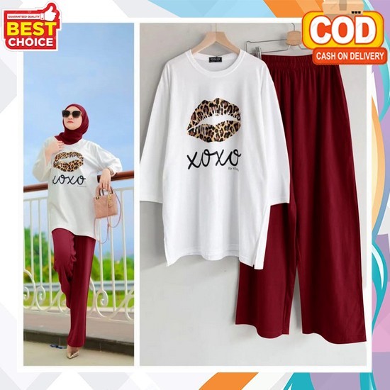 Setelan One Set Wanita Terbaru 2024 Stelann Muslim Setcel Gamis Setcelan Dewasa Baju 2In1 Cewek Istr