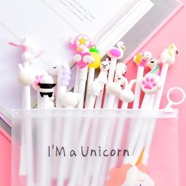 

fgk-24 Pulpen Gel Karakter Lucu Set Isi 20PCS Pena FREE Zipper Pouch Tempat Pensil Transparan Murah stockami A15 Original