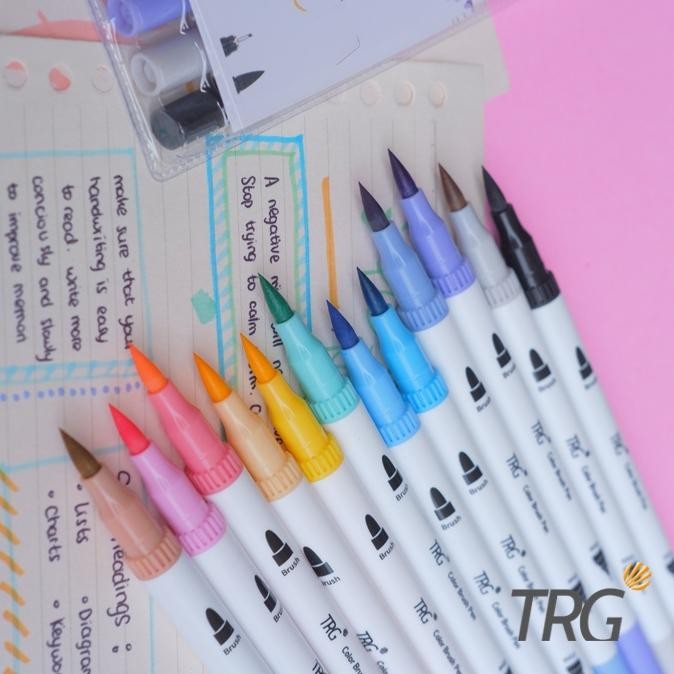 

io-98 TRG - Color Brush Pen Pastel 12 Warna - Pena Kuas Warna TRG CBP-02 Berkualitas