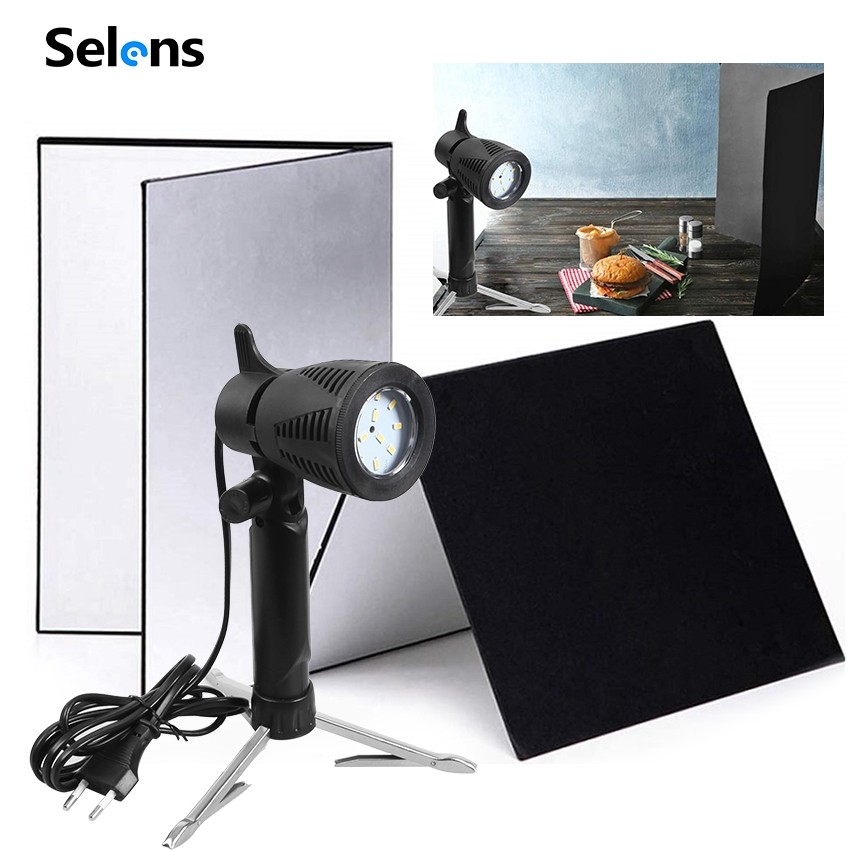 Selens Desk Photo Shooting Kit Lampu Studio Mini + Reflektor Karton untuk Fotografi Still-life |12Mz