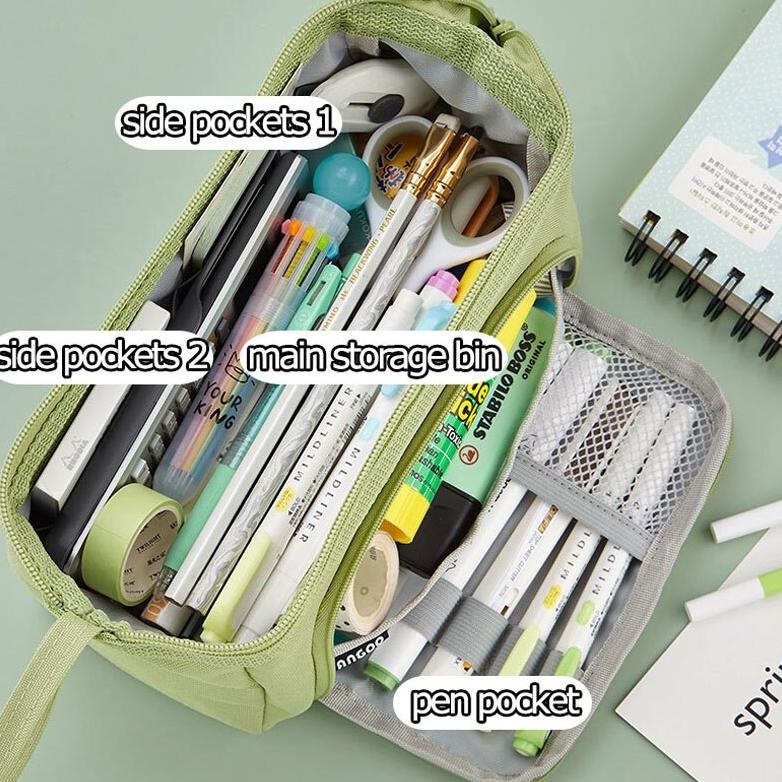 

ss-64 Super Large Capacity Pencil Case Kawaii Korean Pencil Cases Aesthetic Stationery Office Desk Storage Bag for Girls School Supplies Sale