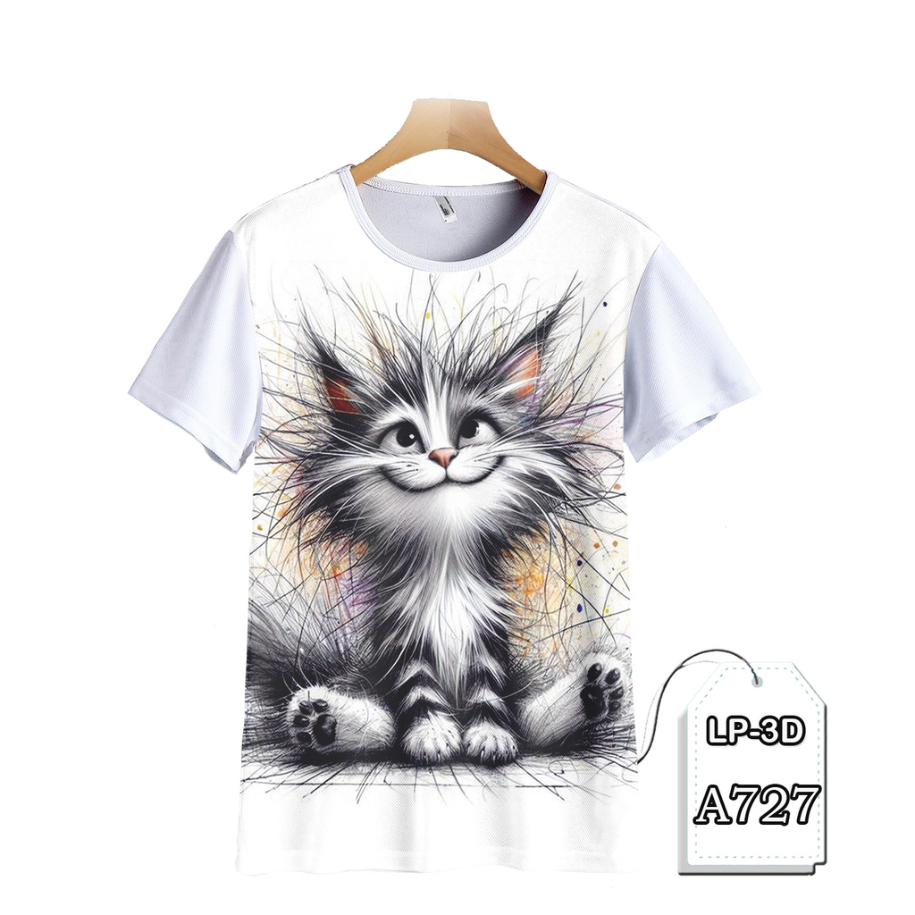 Baju Kucing Lucu Kaos Anak Printing 3D #LP3D-A727