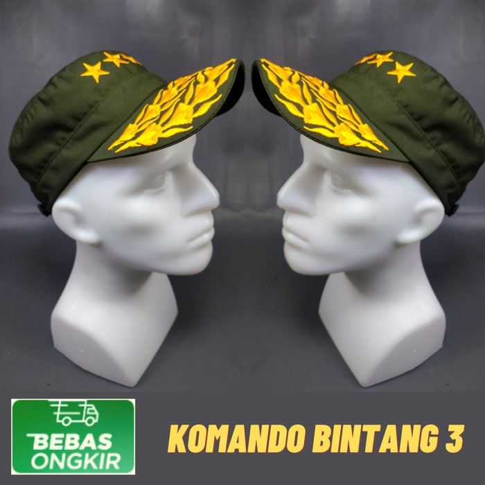 Auliya Topi Komando Tni Ad Pati Bintang Tiga Ripstok Warna Army