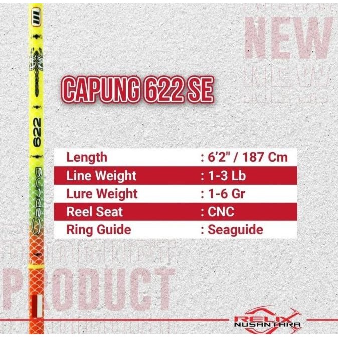 lagi promoo... rod relix nusantara capung (v3) 622se / 187cm (line test 1-3lbs)