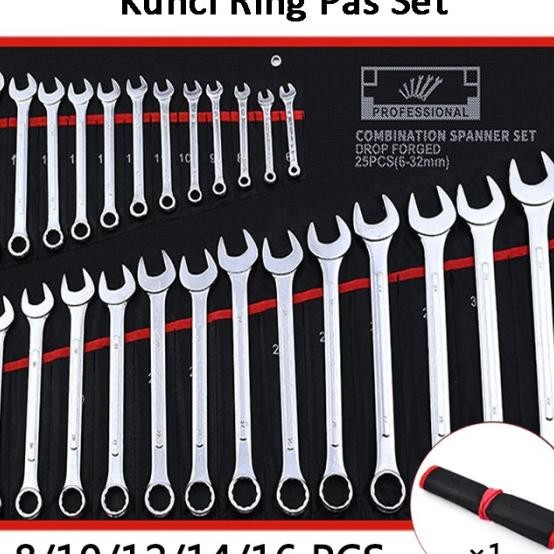 Kunci Ring Pas Set 8-16 Pcs 6-32Mm Kunci Pas/Kunci Ring Pas Set Tool Kunci Ring