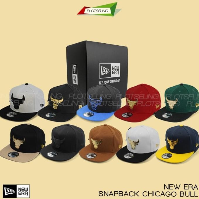 TOPI SNAPBACK Topi Snapback NEW ERA Chicago Bulls NBA Pin Besi Bordir Kulit Original