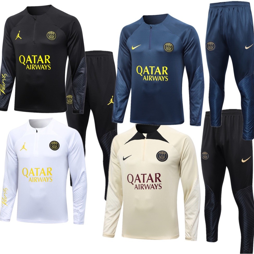 Setelan Jersey Latihan Lengan Panjang PSG 23-24 Baju Latihan Sepak Bola Pria |8DFC91E2|
