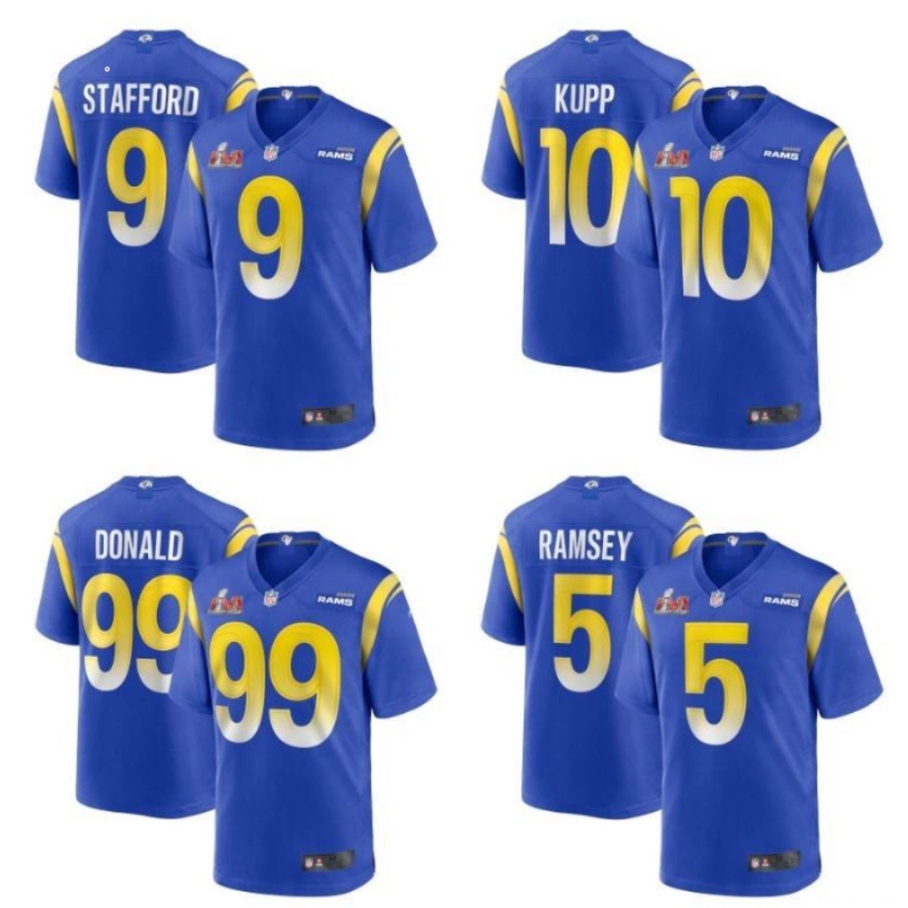 Jersey Sepak Bola Super Bowl LVI NFL Los Angeles Rams 3 BECKHAM JR 10 KUPP 99 DONALD 9 STAFFORD 2022