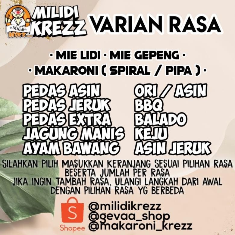 

Big Sale Mie Lidi Milidikrezz 500 Gram Cemilan Pedas Milidi Kiloan High Quality