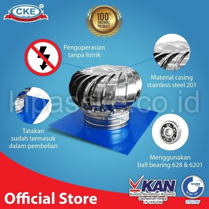 Cke Turbin Ventilator Tg300-Ss Ventilasi Atap Rumah Pabrik Resto Udara