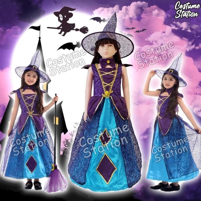 Kostum Witch / Costume Nenek Sihir, Penyihir Halloween Anak Perempuan Pengiriman Cepat