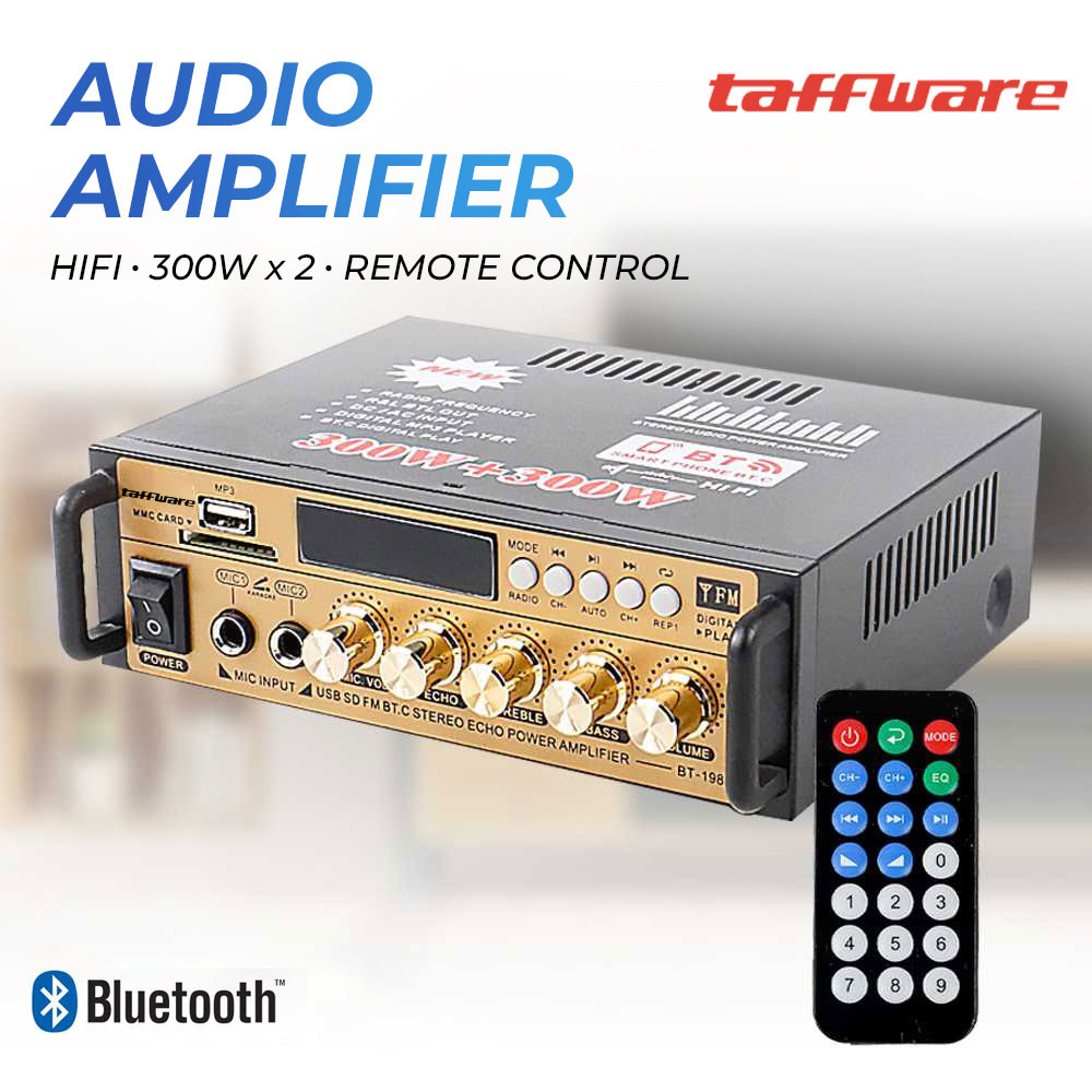 Ampli Bluetooth Blutut Amplifier Super Bass Amply Speaker Power Karaoke + Remote