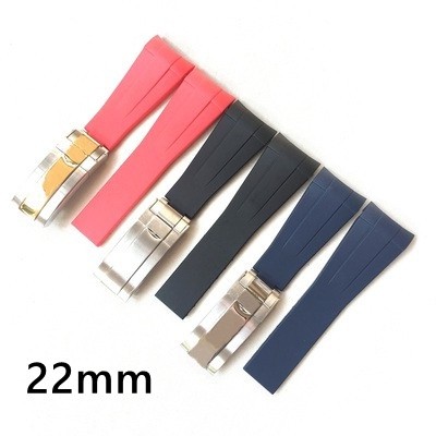 22mm ujung melengkung silikon karet watchband untuk rolex strap submariner laut semak belukar laut |