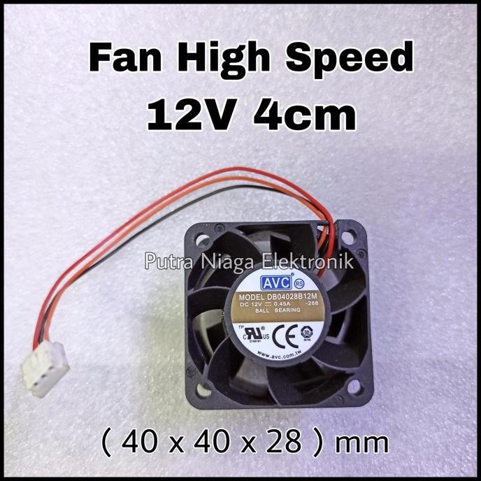Terbaru Fan DC 12V 4cm High Speed Kipas Pendingin 12 Volt dimensi 40x40x28mm putr4n Ayo Order